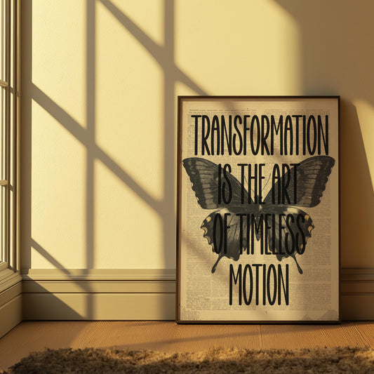 Butterfly Wall Art Digital Download, Transformation Quote Printable Poster, Vintage Dictionary Page Art for Mindful Boho Dark Academia Decor